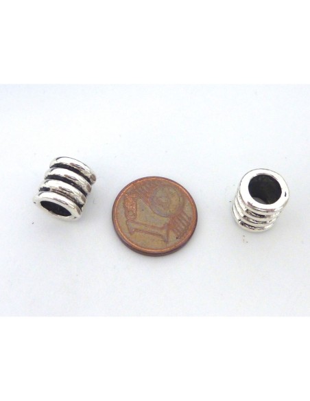 Perle argenté pas chère à gros trou 6mm en métal