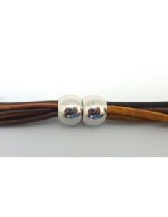 Fermoir aimanté rond 2 boules en métal argenté pour cordon de 7mm