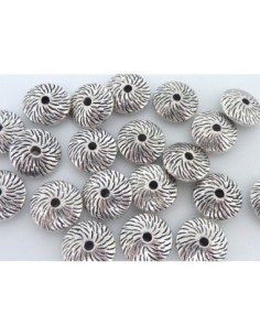 Perle soucoupe gravé en métal argenté