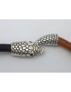 Fermoir crochet serpent pour cordon de 6,5mm en métal argenté 2