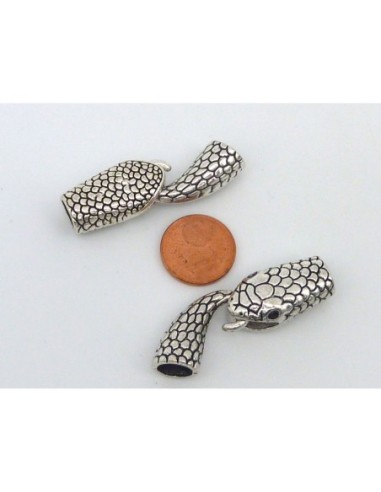 Fermoir argenté motif serpent pour cuir de 6mm