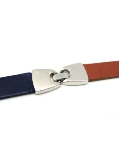 Fermoir clip pour lanière de 12mm en métal argenté brillant "effet miroir"