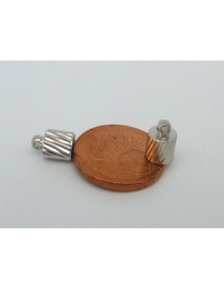 R-Fermoir aimanté tube strié effet brillant 5mm en métal argenté pour fil cordon de 1mm