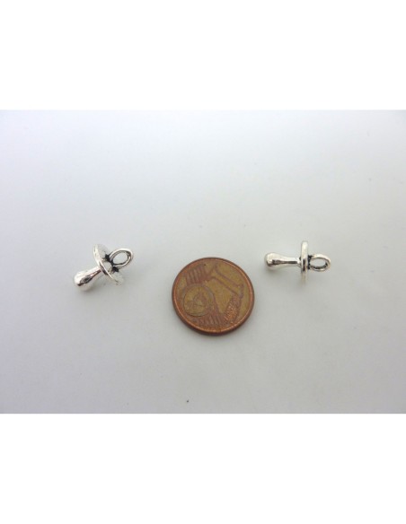 20 Breloques tétine 13,3mm en métal argenté