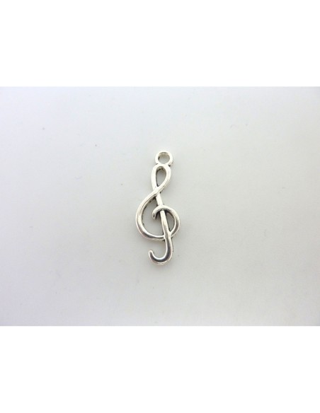 R-20 Breloques note de musique, clé de sol 25,6mm en métal argenté