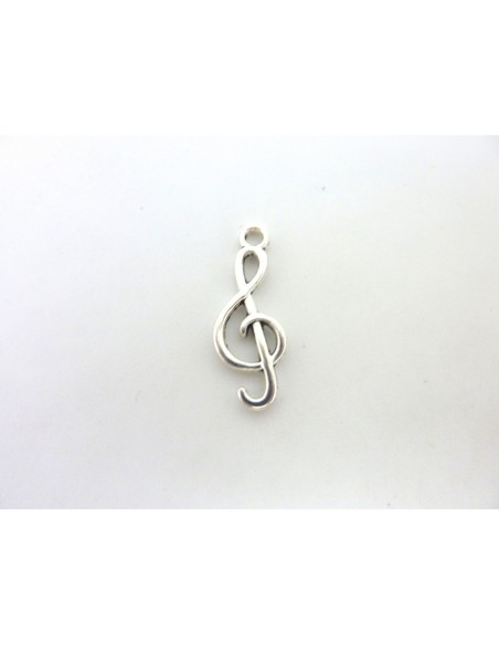 R-20 Breloques note de musique, clé de sol 25,6mm en métal argenté