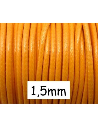 6m Cordon polyester enduit 1,5mm souple imitation cuir de couleur orange