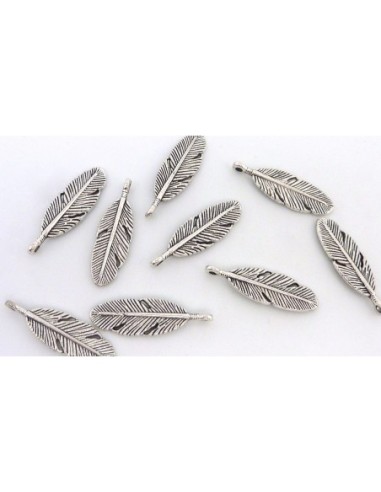 Charm plume en métal argenté 30mm