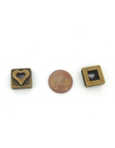 Perle carré passant en métal bronze pour lanière cuir 10mm 2
