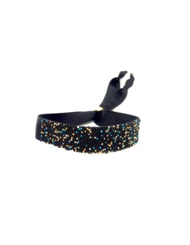 Kit Bracelet strass ajustable noir et microbille