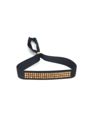 Kit de création Bracelet Strass doré et ruban noir ajustable