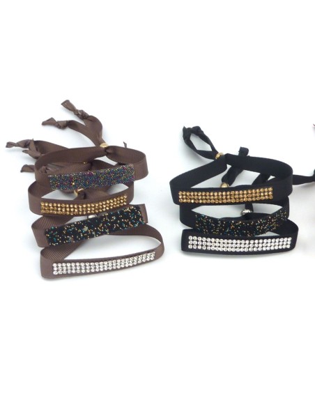 Kit de création Bracelet ruban fauve ajustable et microbilles multicolore thermocollante fond noir
