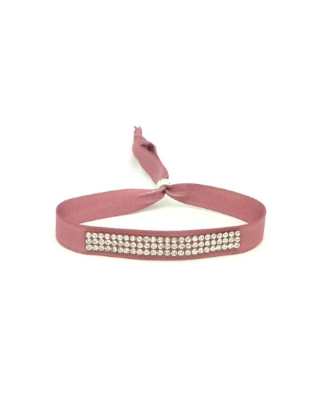 R-Kit de création Bracelet Strass et ruban vieux rose ajustable
