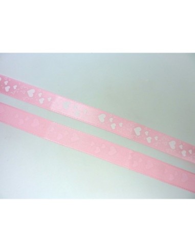 R-3,5m Ruban coeur 15mm coeur blanc sur fond...