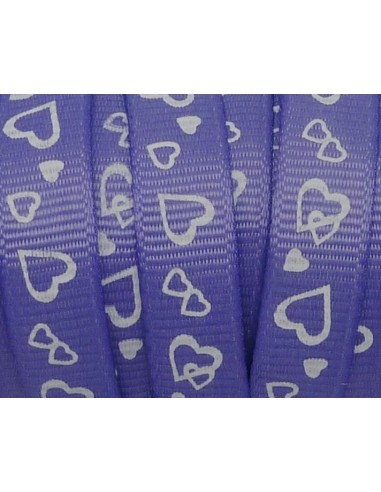 R-5m Ruban fantaisie 10mm coeur blanc sur fond...