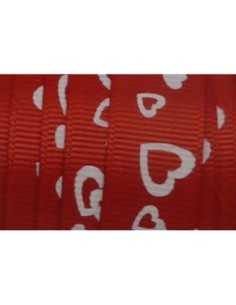 Ruban galon de couleur rouge avec coeur blanc