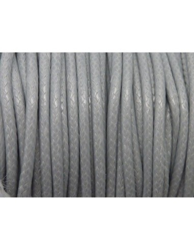 6m Cordon polyester enduit 1,6mm souple imitation cuir couleur gris clair