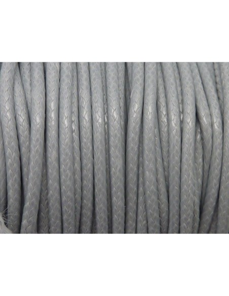 6m Cordon polyester enduit 1,6mm souple imitation cuir couleur gris clair