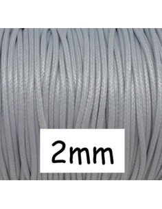 Cordon gris clair 2mm en polyester enduit pour création bijoux