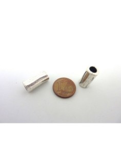 Perle tube argenté à gros trou en métal 2