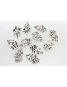 5 Breloques pendentif, main de Fatma 25mm en métal argenté 2