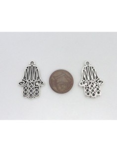 5 Breloques pendentif, main de Fatma 26,4mm en métal argenté 2