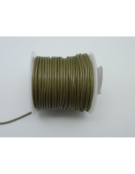 6m Cordon polyester enduit 1,5mm souple imitation cuir de couleur kaki