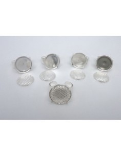 5 Supports bague réglable avec grille en métal argenté,...