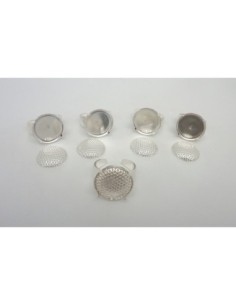 5 Supports bague réglable avec grille en métal argenté,... 2