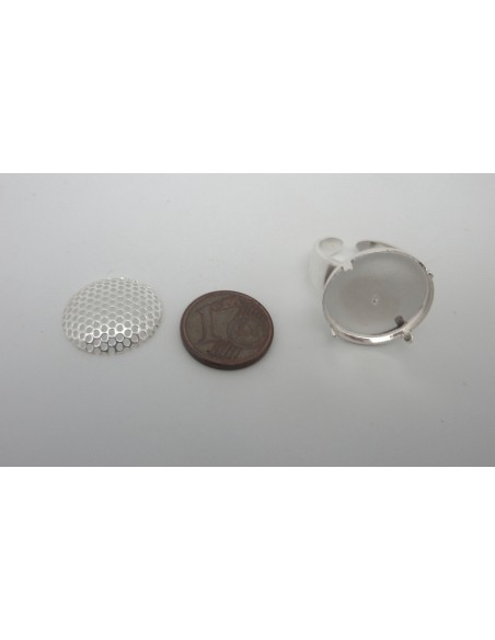 5 Supports bague réglable avec grille en métal argenté, très belle qualité