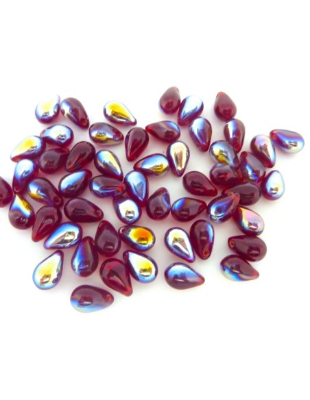 Perle goutte en verre de couleur rouge rubis AB 9,2mm