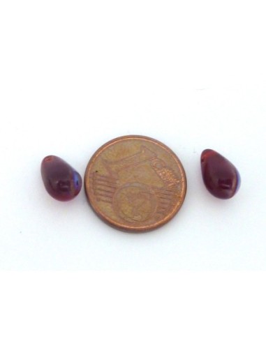 Perle larme en verre de couleur rouge rubis AB 9,2mm