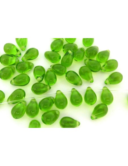 Perle goutte de couleur vert Péridot 9,2mm Perle goutte de couleur vert Péridot 9,2mm