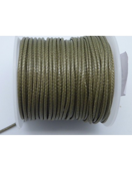 6m Cordon polyester enduit 1,5mm souple imitation cuir de couleur kaki