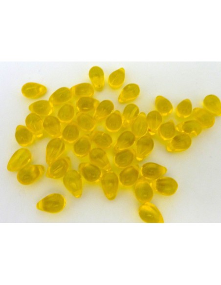 Perle goutte de couleur jaune en verre
