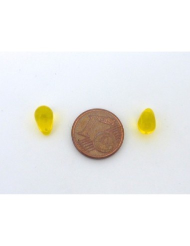 Perle goutte en verre de couleur jaune 9,2mm