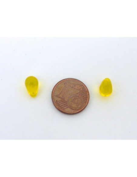 Perle goutte en verre de couleur jaune 9,2mm