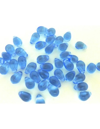 Perle goutte en verre de couleur bleu saphir clair 9,2mm