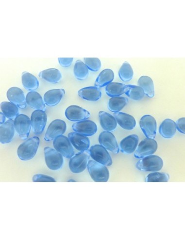 Perle larme en verre 9,2mm de couleur bleu saphir clair
