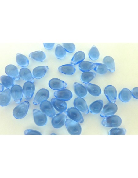 Perle larme en verre 9,2mm de couleur bleu saphir clair