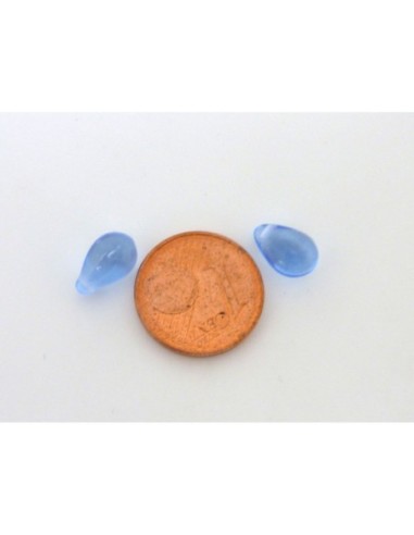 Perle goutte en verre bleu 