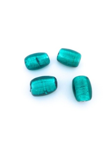 R-4 grosses perles tube 22,7mm vert bleu en verre style façon Murano