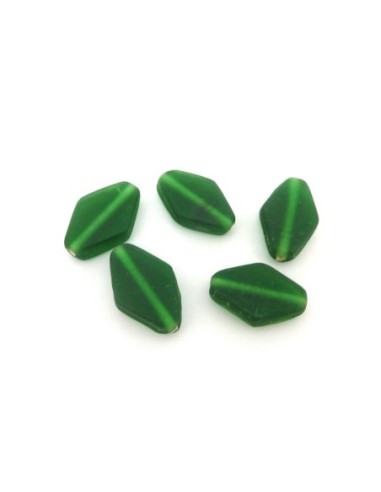Perle en verre losange de couleur vert bouteille