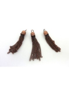 10 Pompons chaînette en métal cuivré 4,5cm avec calotte...