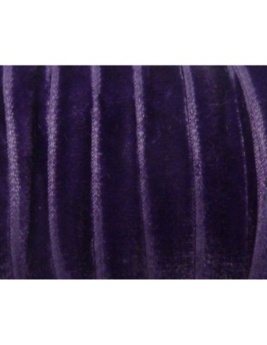 Ruban plat velours 7mm de couleur violet