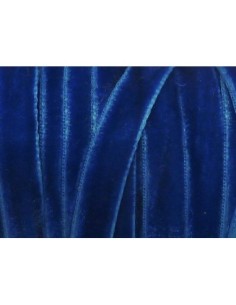 Ruban galon plat bleu touché velours 7mm