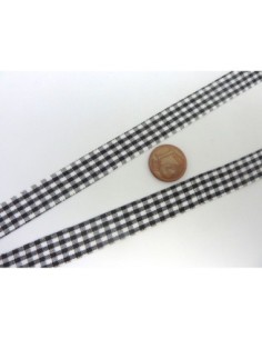 Ruban Galon plat 12mm vichy blanc et noir en polyester fin et très souple 2