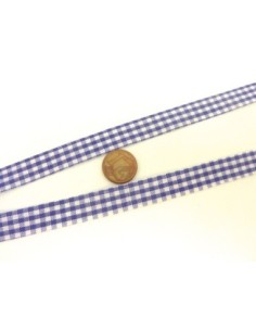Ruban Galon plat 12mm vichy blanc et violet en polyester fin et très souple 2