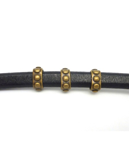 Perle poussoir metal couleur bronze à gros trou