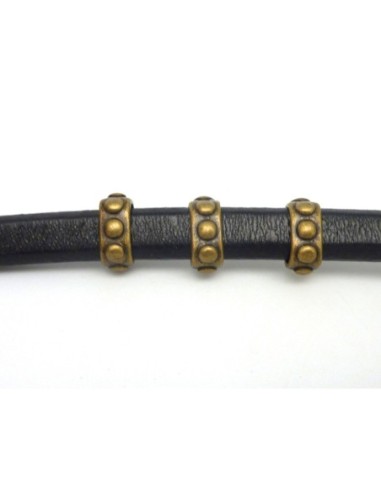 Perle poussoir metal couleur bronze à gros trou